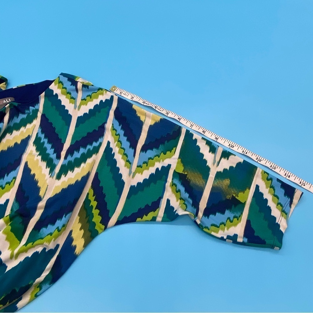 Roz & Ali Chevron Patterned Women’s Dress Blue Green Size 6 - Picture 8 of 8